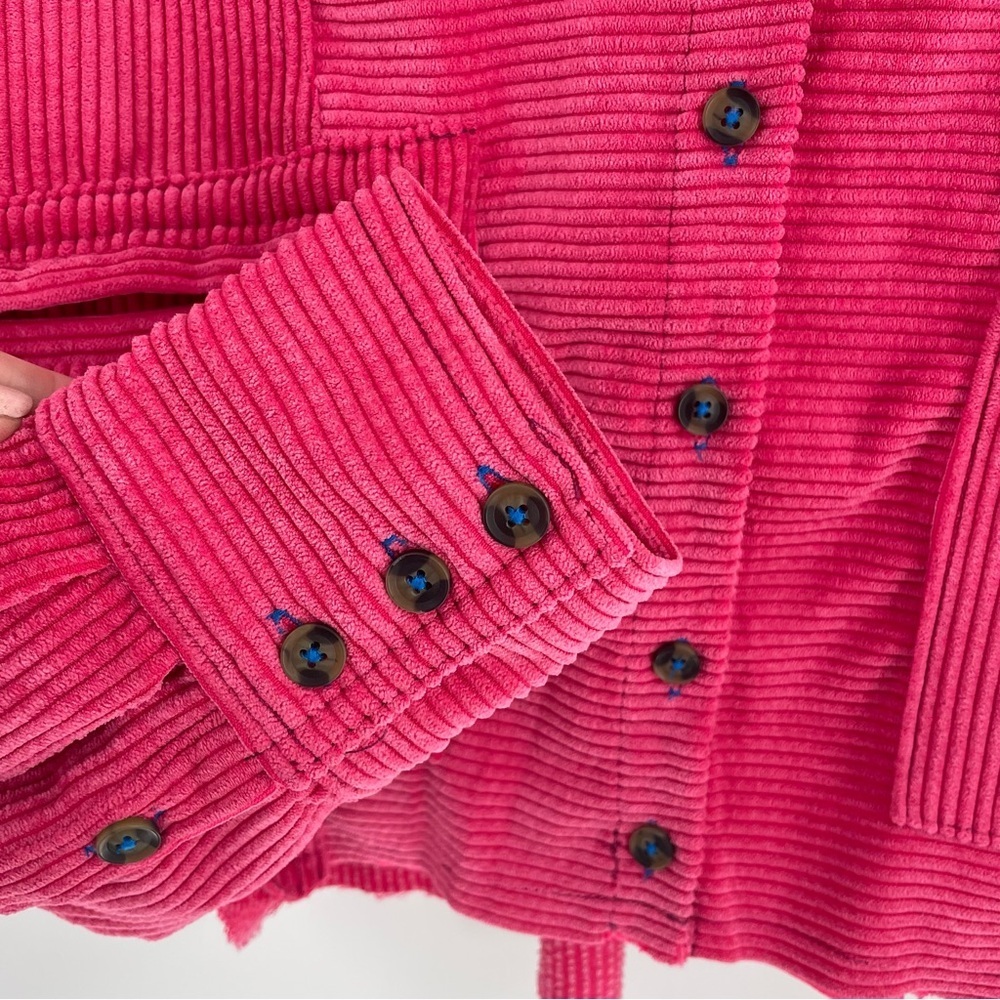 Urban Outfitters BDG Rodney Hot Pink Corduroy Cropped Button-Down Shirt Jacket - Picture 5 of 13
